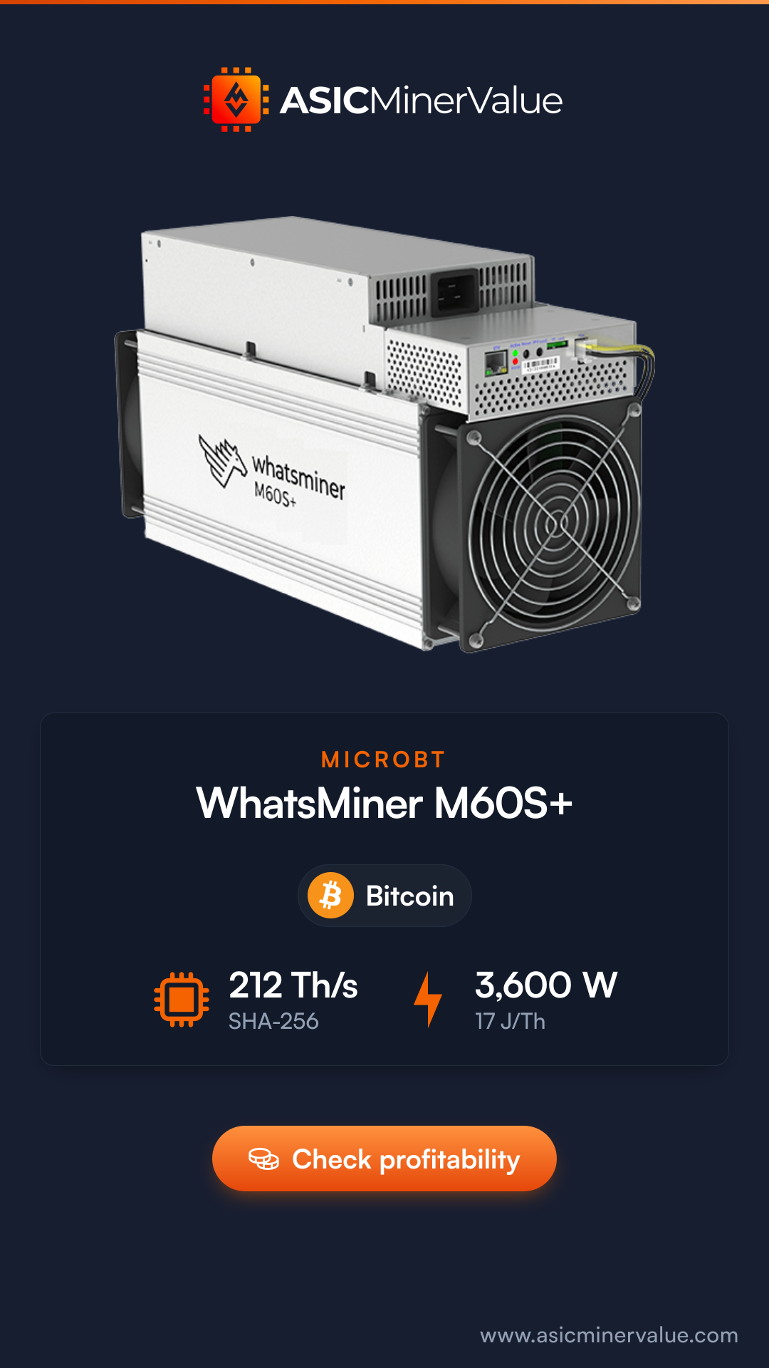 MicroBT Whatsminer M61s+ 230 Th/s
